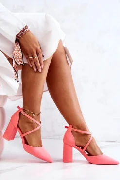 Hot Boto Czółenka Damskie Na Słupku W Szpic Neonowy Róż Future