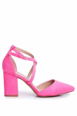 Damskie Boto Czółenka Damskie Na Słupku W Szpic Różowy Neon Traffic