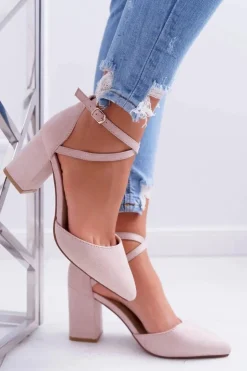 Online Boto Czółenka Damskie Na Słupku W Szpic Beżowe Traffic