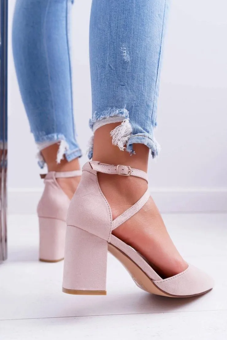 Online Boto Czółenka Damskie Na Słupku W Szpic Beżowe Traffic