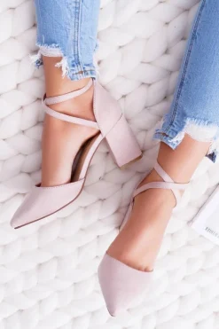 Online Boto Czółenka Damskie Na Słupku W Szpic Beżowe Traffic