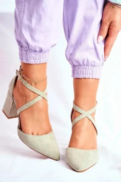 Boto Czółenka Zamszowe|Czółenka Na Słupku*Czółenka Damskie Na Słupku W Szpic Zielone Traffic