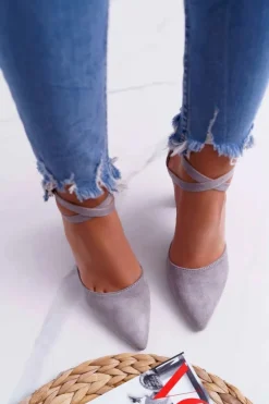 Sale Boto Czółenka Damskie Na Słupku W Szpic Szare High Traffic