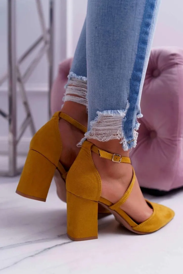 Boto Czółenka Zamszowe|Czółenka Na Słupku*Czółenka Damskie Na Słupku W Szpic Żółte Traffic