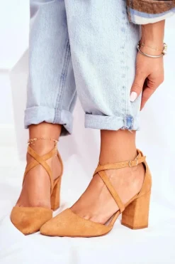 New Boto Czółenka Damskie Na Słupku W Szpic Camel Traffic