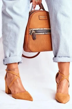 New Boto Czółenka Damskie Na Słupku W Szpic Camel Traffic