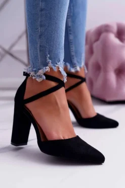 Boto Czółenka Zamszowe|Czółenka Na Słupku*Czółenka Damskie Na Słupku W Szpic Czarne High Traffic