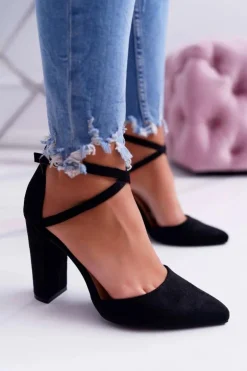 Boto Czółenka Zamszowe|Czółenka Na Słupku*Czółenka Damskie Na Słupku W Szpic Czarne High Traffic