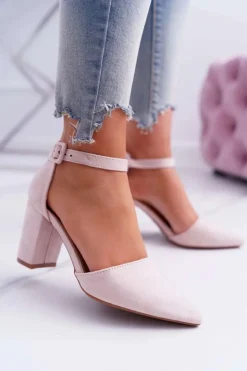 Boto Czółenka Zamszowe|Czółenka Na Słupku*Czółenka Damskie Na Słupku W Szpic Beżowe MadamStyle