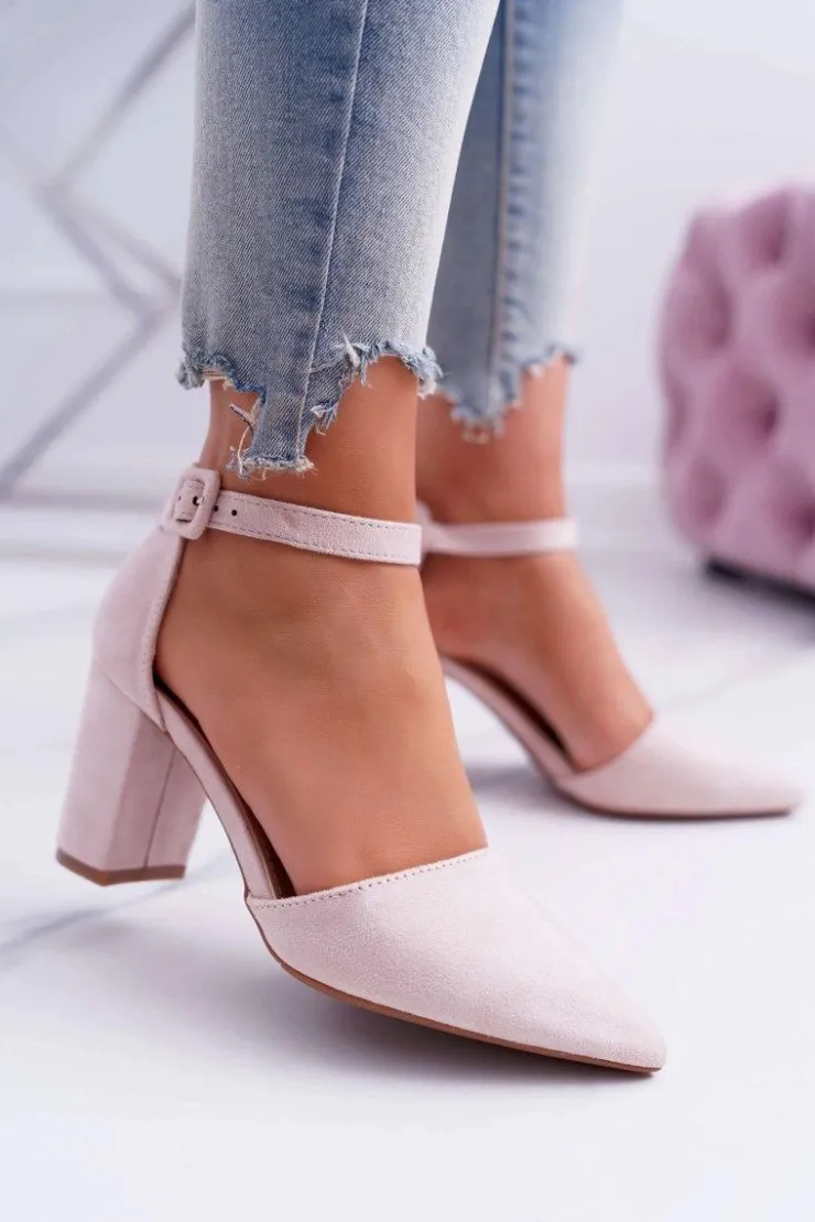 Boto Czółenka Zamszowe|Czółenka Na Słupku*Czółenka Damskie Na Słupku W Szpic Beżowe MadamStyle