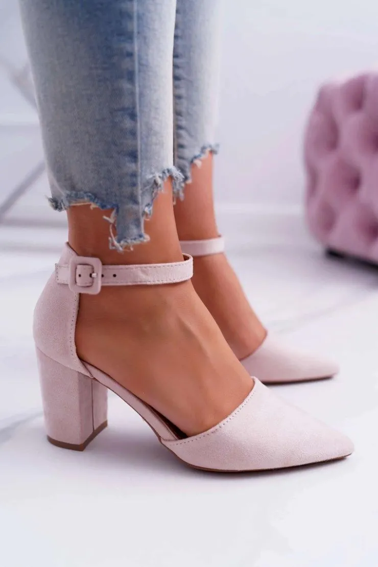 Boto Czółenka Zamszowe|Czółenka Na Słupku*Czółenka Damskie Na Słupku W Szpic Beżowe MadamStyle