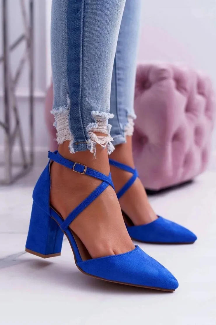 Online Boto Czółenka Damskie Na Słupku W Szpic Chabrowe Cosmo