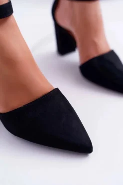 Damskie Boto Czółenka Damskie Na Słupku W Szpic Czarne MadamStyle