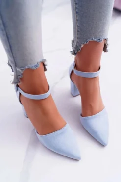 Hot Boto Czółenka Damskie Na Słupku W Szpic Niebieskie MadamStyle