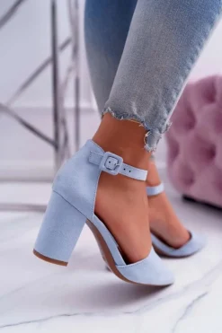 Hot Boto Czółenka Damskie Na Słupku W Szpic Niebieskie MadamStyle