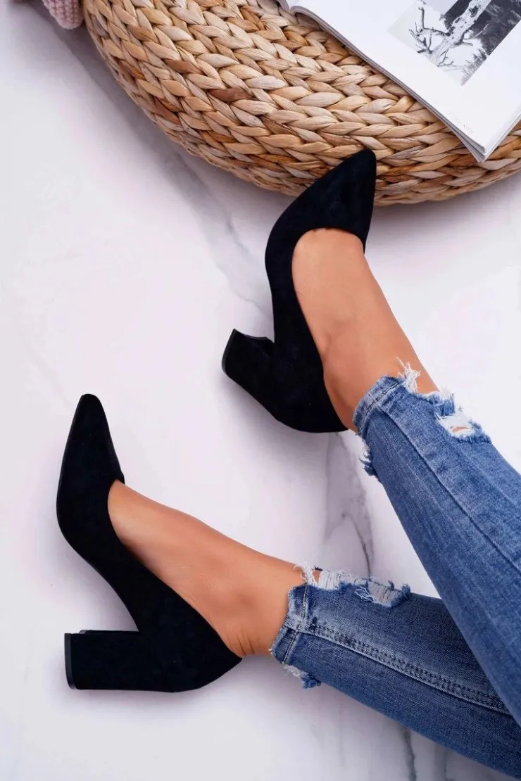 Boto Czółenka Zamszowe|Czółenka Na Słupku*Czółenka Damskie Na Słupku Zamszowe Czarne Femmini