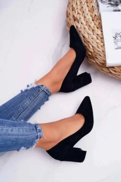 Boto Czółenka Zamszowe|Czółenka Na Słupku*Czółenka Damskie Na Słupku Zamszowe Czarne Femmini