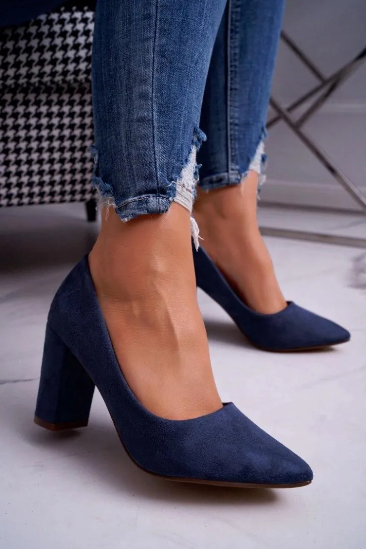 Boto Czółenka Zamszowe|Czółenka Na Słupku*Czółenka Damskie Na Słupku Zamszowe Granatowe Florena