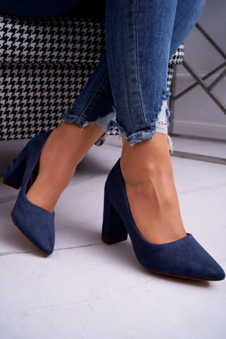 Boto Czółenka Zamszowe|Czółenka Na Słupku*Czółenka Damskie Na Słupku Zamszowe Granatowe Florena