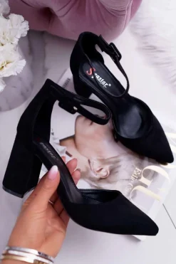 Boto Czółenka Zamszowe|Czółenka Na Słupku*Czółenka Damskie Na Słupku Zamszowe Czarne Harye