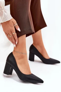 New Boto Czółenka Damskie Na Słupku Ze Szpiczastym Noskiem Czarne Deonira