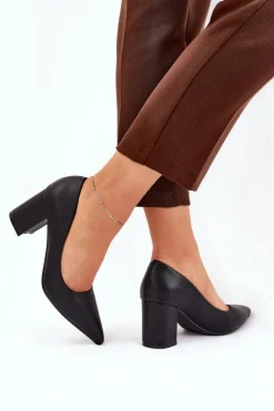 New Boto Czółenka Damskie Na Słupku Ze Szpiczastym Noskiem Czarne Deonira