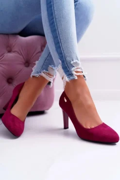 Buty Sergio Leone Czółenka Zamszowe|Czółenka Na Słupku*Czółenka damskie Na Słupku Zamsz Ciemna Fuksja Sergio Leone Campbell