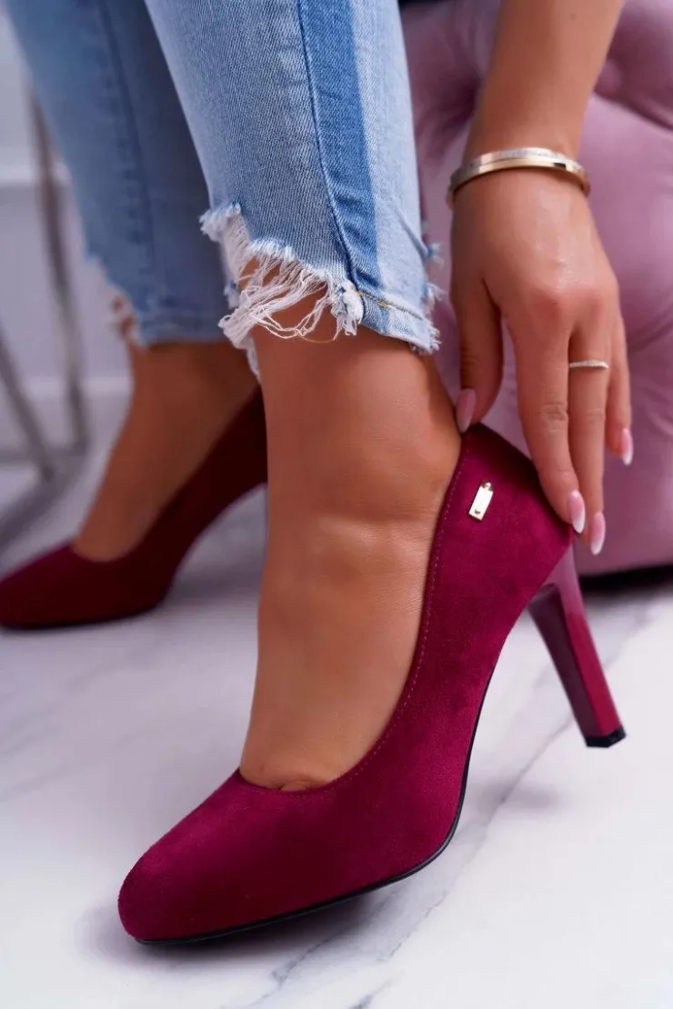 Buty Sergio Leone Czółenka Zamszowe|Czółenka Na Słupku*Czółenka damskie Na Słupku Zamsz Ciemna Fuksja Sergio Leone Campbell