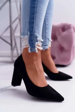 Boto Czółenka Zamszowe|Czółenka Na Słupku*Czółenka Damskie Na Słupku Zamszowe Czarne Eriela