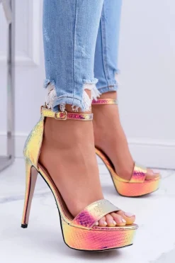 Discount Boto Czółenka Damskie Na Szpilce Platformie Benzynowe Złote ShakeIt