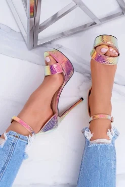 Discount Boto Czółenka Damskie Na Szpilce Platformie Benzynowe Złote ShakeIt