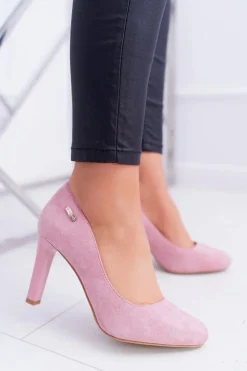 Buty Sergio Leone Czółenka Zamszowe|Czółenka Na Słupku*Czółenka damskie Różowe Na Słupku Zamsz Sergio Leone Campbell