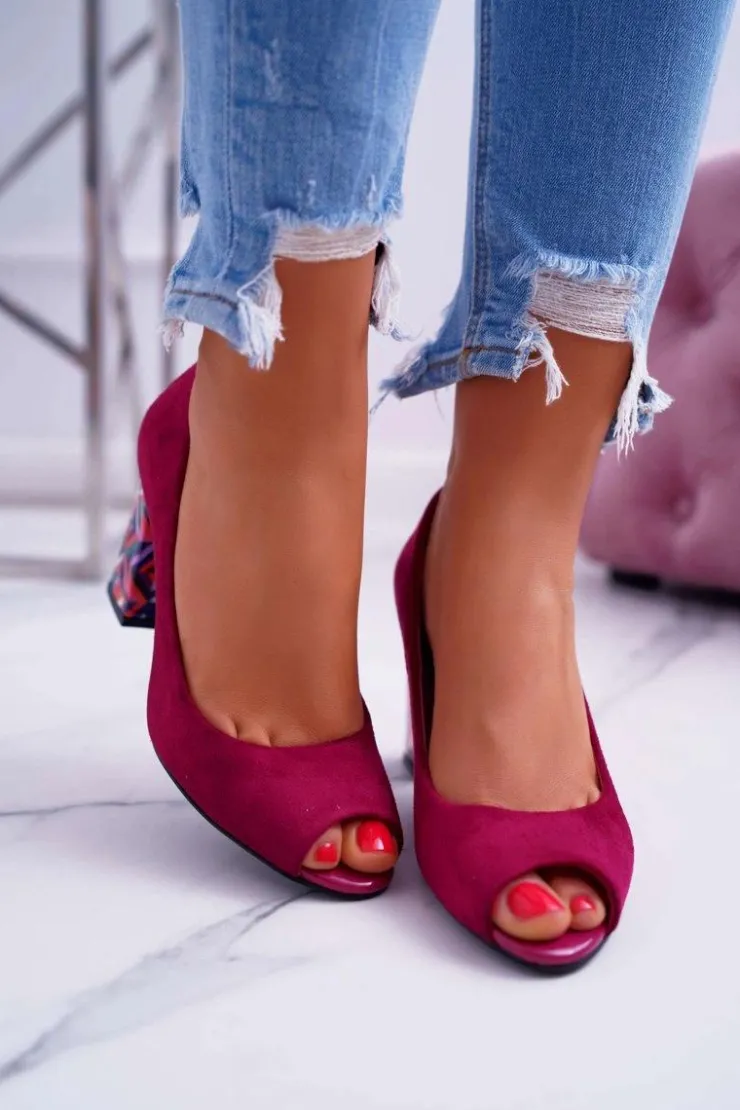 Damskie Buty Sergio Leone Czółenka Damskie Sergio Leone Odkryte Palce PB133 Fuksja Fani