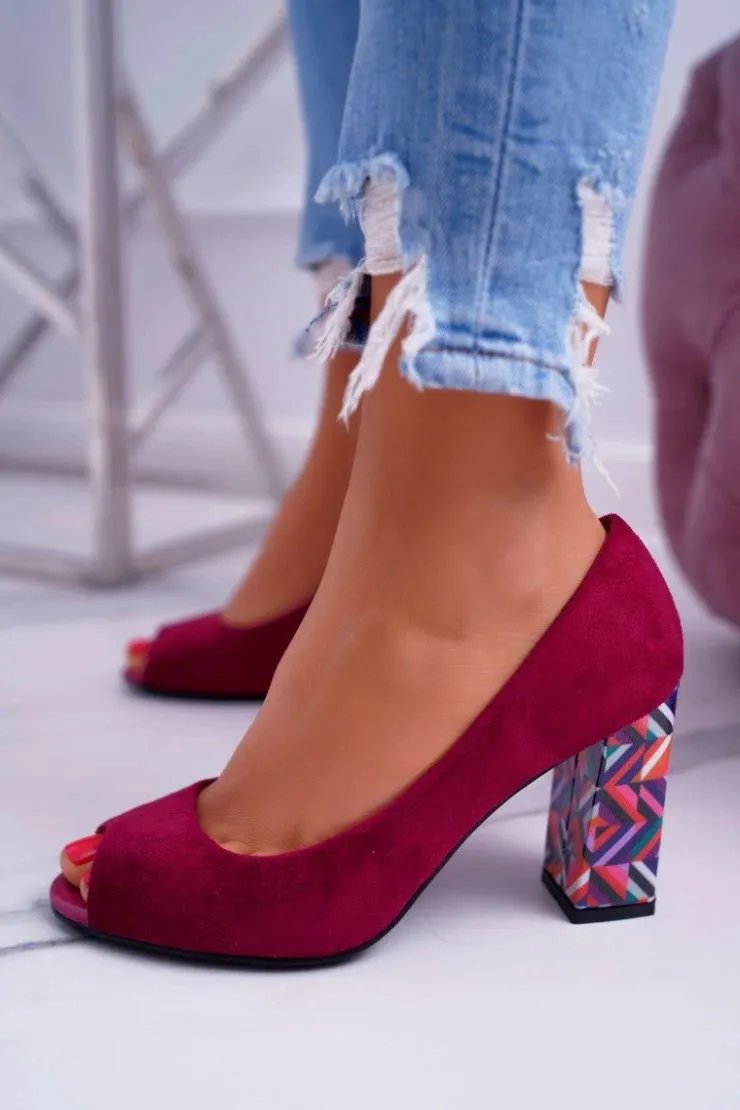 Damskie Buty Sergio Leone Czółenka Damskie Sergio Leone Odkryte Palce PB133 Fuksja Fani