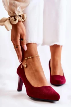 Buty Sergio Leone Czółenka Na Słupku|Czółenka Klasyczne*Czółenka damskie Sergio Leone Bordowe Zamszowe Orsola