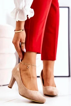 Damskie Buty Sergio Leone Czółenka Damskie Sergio Leone Beżowe Zamszowe Orsola