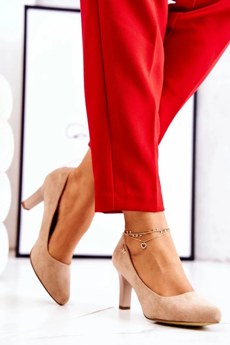 Damskie Buty Sergio Leone Czółenka Damskie Sergio Leone Beżowe Zamszowe Orsola