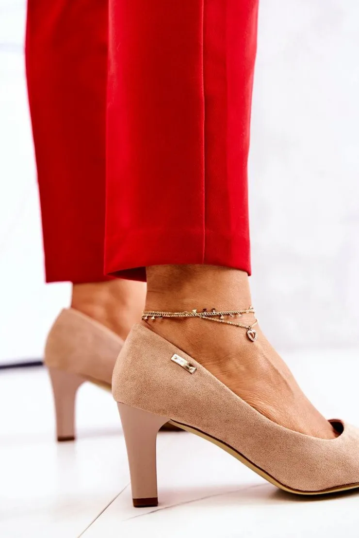 Damskie Buty Sergio Leone Czółenka Damskie Sergio Leone Beżowe Zamszowe Orsola