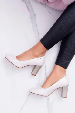 Sale Buty Sergio Leone Czółenka Damskie Sergio Leone PB130 Beżowa Perła Amber