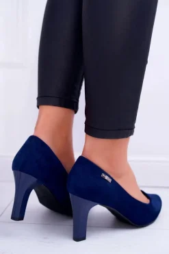 Discount Buty Sergio Leone Czółenka damskie Sergio Leone Granatowe Zamszowe Orsola