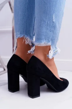 Damskie Buty Sergio Leone Czółenka Damskie Sergio Leone Odkryte Palce PB133 Czarne Fani