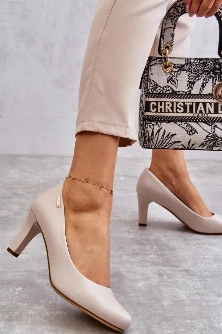 Damskie Buty Sergio Leone Czółenka Damskie Sergio Leone Jasnobeżowe Orsola