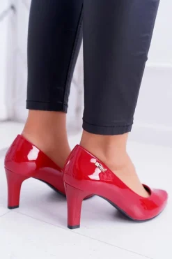 Damskie Buty Sergio Leone Czółenka damskie Sergio Leone Czerwone Lakierowane Orsola