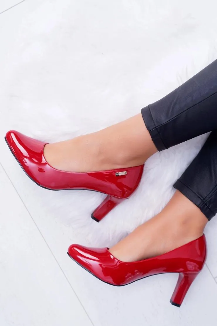 Damskie Buty Sergio Leone Czółenka damskie Sergio Leone Czerwone Lakierowane Orsola