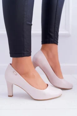 Discount Buty Sergio Leone Czółenka damskie Sergio Leone Różowe Perłowe Orsola