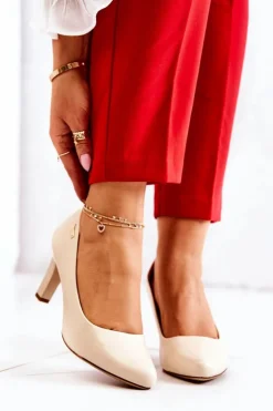 Damskie Buty Sergio Leone Czółenka Damskie Sergio Leone Beżowe Matowe Orsola