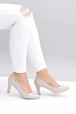 Best Buty Sergio Leone Czółenka damskie Sergio Leone Jasnoszare Lakierowane Orsola