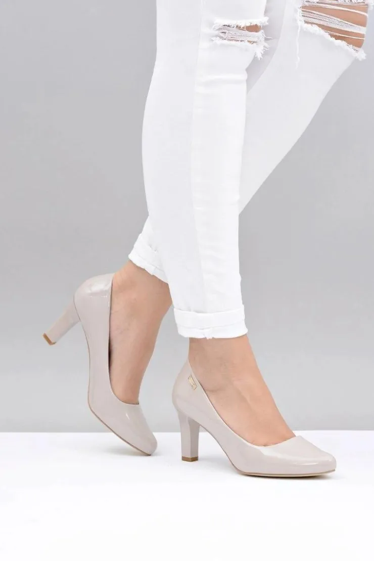 Best Buty Sergio Leone Czółenka damskie Sergio Leone Jasnoszare Lakierowane Orsola