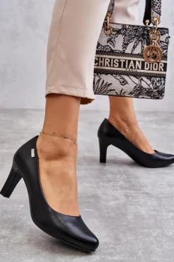 Buty Sergio Leone Czółenka Na Słupku|Czółenka Klasyczne*Czółenka Damskie Sergio Leone Czarne Orsola