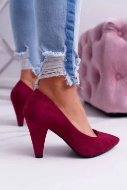 Buty Sergio Leone Czółenka Zamszowe|Czółenka Na Słupku*Czółenka Damskie Sergio Leone PB139 Fuksja Felice